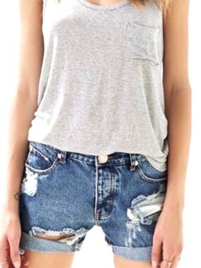 Casual Distressed Blue Denim Jean Shorts for Women